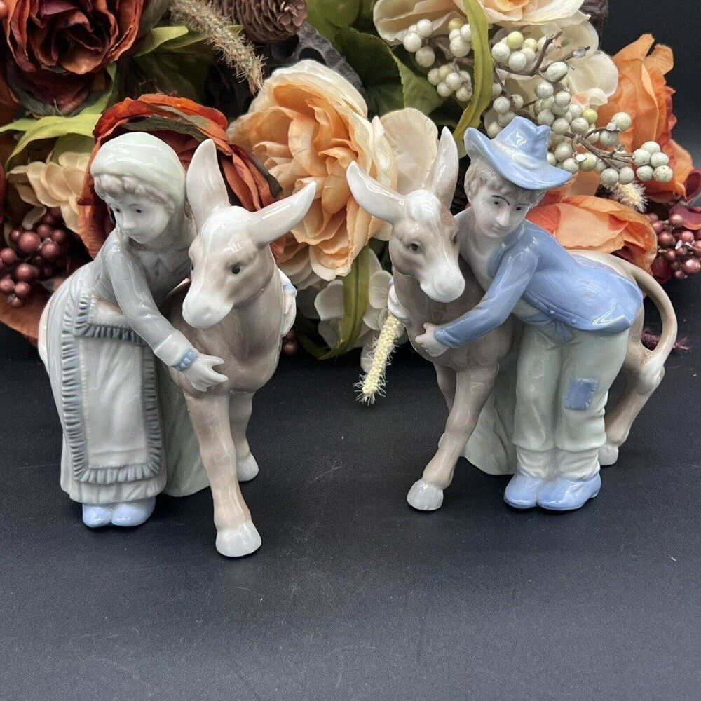 Vintage Ardalt Lenwile Bone China Figurines – Boy & Girl with Donkeys,